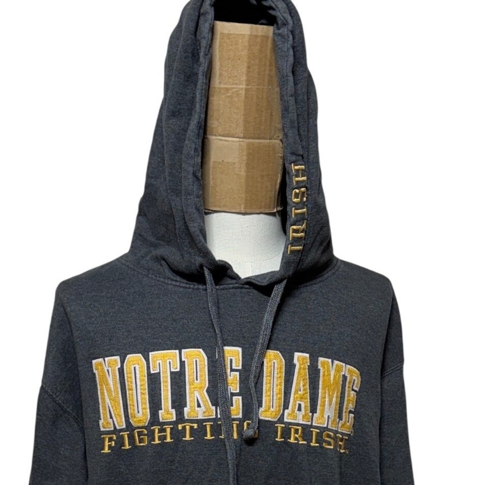 Notre Dame Hoodie Mens 2XL Gray‎ Fighting Irish Raised Letters Blue 84